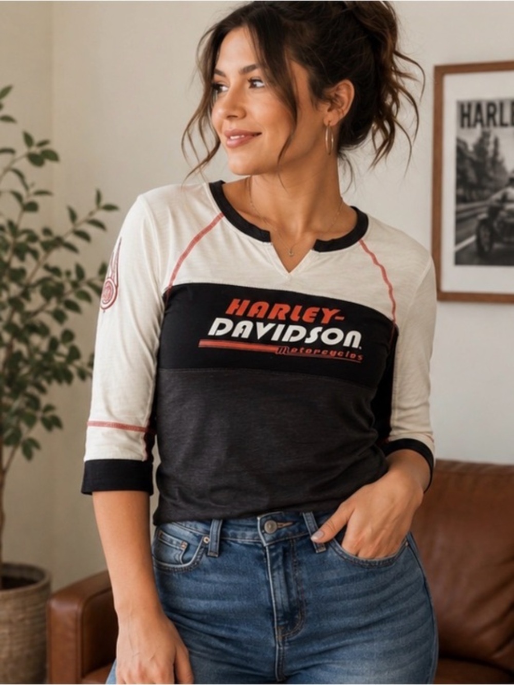 Harley-Davidson Women’s Colorblock Motorcycle Shirt Size S